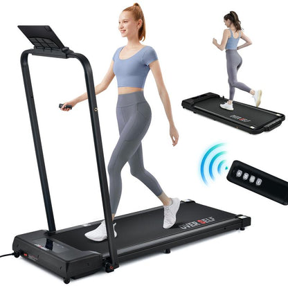 6.2MPH Foldable Portable Treadmill with Handlebar Remote Control, Safety Lock, Easy Storage Options