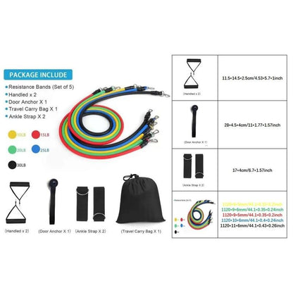 1 Set Multifunctional Resistance Band Kit with Carrying Pouch, Gym Exercise Equipment for Home Workout, Gym Accessories, Gymtok