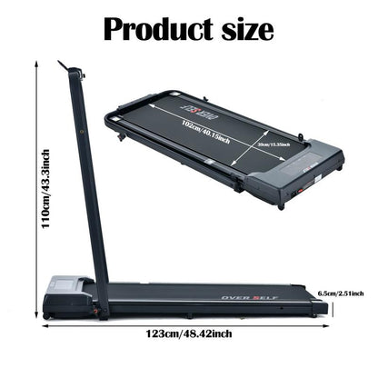 6.2MPH Foldable Portable Treadmill with Handlebar Remote Control, Safety Lock, Easy Storage Options