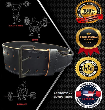 Weight Lifting Belt Double Stitched Premium Leather