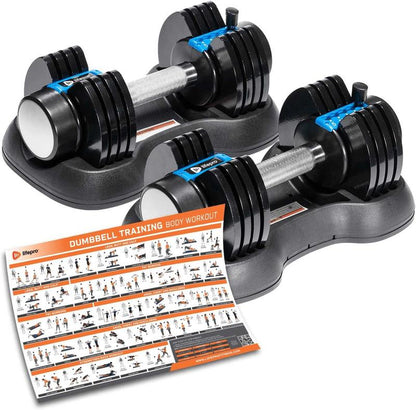 Adjustable 25Lb Dumbells - Home Gym Training Adjustable Dumbbells