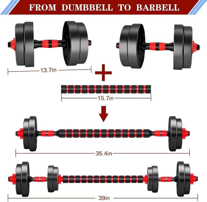 Adjustable-Dumbbells-Sets Convertible to Barbell a Pair of Lightweight for Home Gym