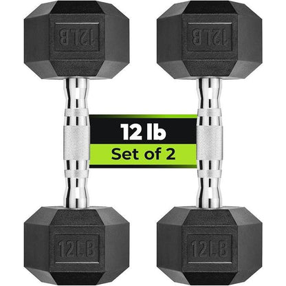 Hex Dumbbell - Rubber Encased Strength Training Hand Weights